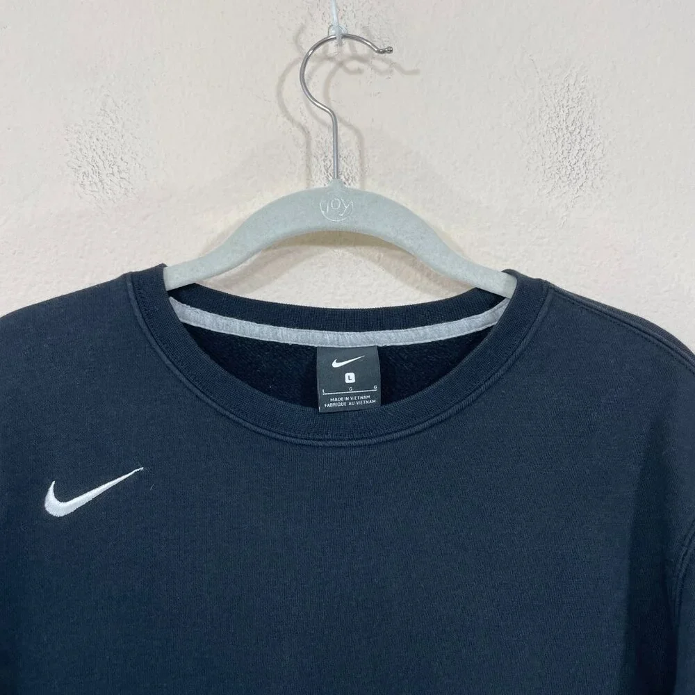 Nike Pullover Men's L‎  Crewneck Sweatshirt Black Mini Right Swoosh